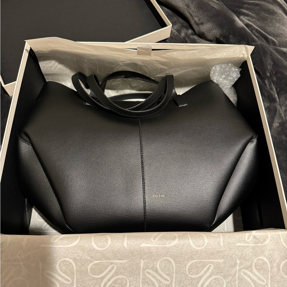 BNIB w/receipt Polene Cyme Bag Large Black textured leather - Picture 3 of 9